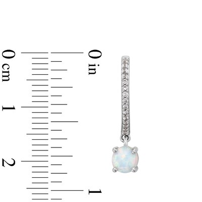 5.0mm Lab-Created Opal and White Lab-Created Sapphire Drop Earrings in Sterling Silver