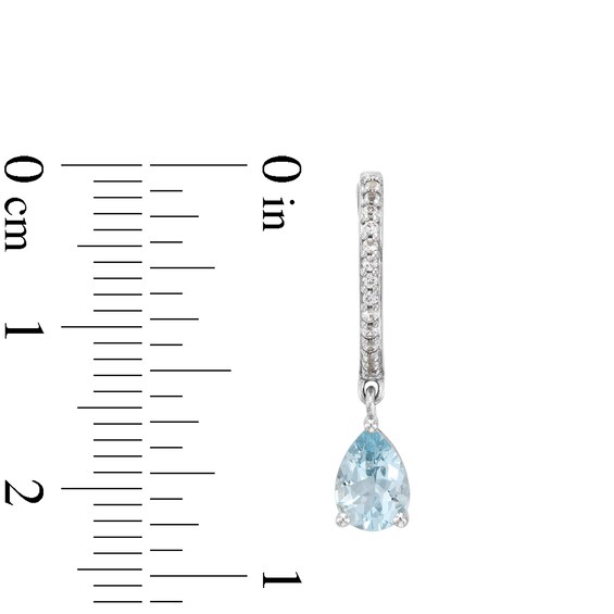 Pear-Shaped Aquamarine and White Lab-Created Sapphire Drop Earrings in Sterling Silver