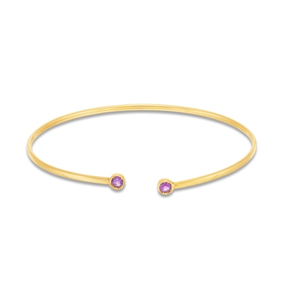 Bezel-Set Amethyst Open Bangle in 14K Gold