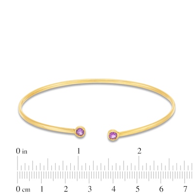 Bezel-Set Amethyst Open Bangle in 14K Gold