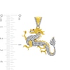 Lab-Created Ruby and 0.25 CT. T.W. Diamond Dragon Necklace Charm in 10K Gold