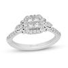 Thumbnail Image 0 of Enchanted Disney Cinderella 0.95 CT. T.W. Quad Princess-Cut Diamond Frame Engagement Ring in 14K White Gold - Size 7