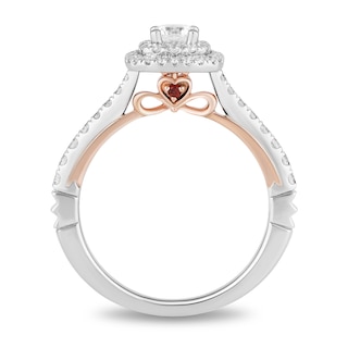 Enchanted Disney Snow White 0.69 CT. T.W. Diamond Double Cushion-Shaped Frame Engagement Ring in 14K Two-Tone Gold