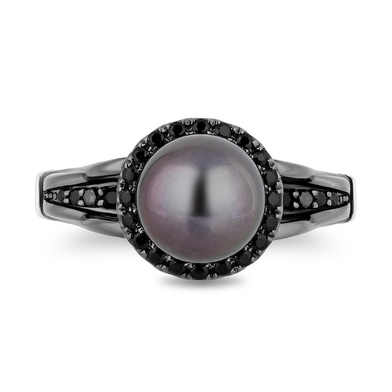 Enchanted Disney Villains Ursula Black Tahitian Cultured Pearl and Black Diamond Engagement Ring in 14K White Gold|Peoples Jewellers