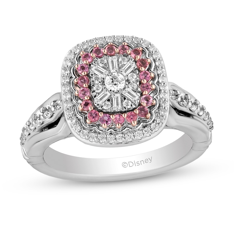 Enchanted Disney 0.45 CT. T.W. Multi-Diamond and Pink Tourmaline Ring in 14K Two Tone Gold - Size 7|Peoples Jewellers