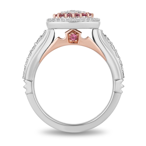 Enchanted Disney 0.45 CT. T.W. Multi-Diamond and Pink Tourmaline Ring in 14K Two Tone Gold - Size 7