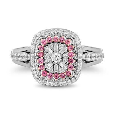 Enchanted Disney 0.45 CT. T.W. Multi-Diamond and Pink Tourmaline Ring in 14K Two Tone Gold - Size 7