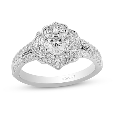 Enchanted Disney 1.23 CT. T.W. Diamond Flower Ring in 14K White Gold - Size 7