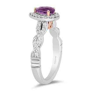 Enchanted Disney 0.45 CT. T.W. Diamond and Amethyst Engagement Ring in 14K Two Tone Gold - Size 7