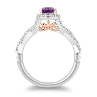 Enchanted Disney 0.45 CT. T.W. Diamond and Amethyst Engagement Ring in 14K Two Tone Gold - Size 7