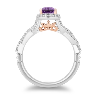 Enchanted Disney 0.45 CT. T.W. Diamond and Amethyst Engagement Ring in 14K Two Tone Gold - Size 7