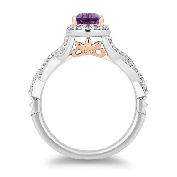 Enchanted Disney 0.45 CT. T.W. Diamond and Amethyst Engagement Ring in 14K Two Tone Gold - Size 7