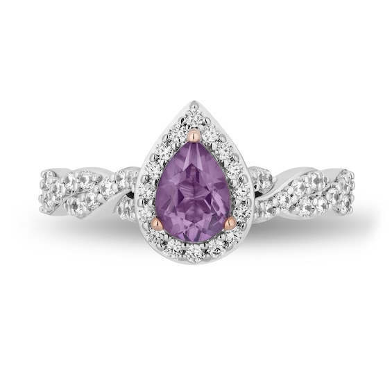 Enchanted Disney 0.45 CT. T.W. Diamond and Amethyst Engagement Ring in 14K Two Tone Gold - Size 7