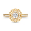 Thumbnail Image 3 of Enchanted Disney 0.69 CT. T.W. Diamond Scalloped Frame Engagement Ring in 14K Gold - Size 7