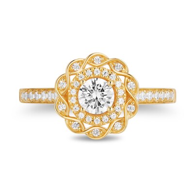 Enchanted Disney 0.69 CT. T.W. Diamond Scalloped Frame Engagement Ring in 14K Gold - Size 7