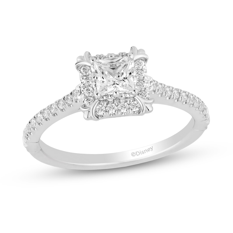 Enchanted Disney Majestic Princess 0.69 CT. T.W. Princess-Cut Diamond Frame Engagement Ring in 14K White Gold - Size 7|Peoples Jewellers