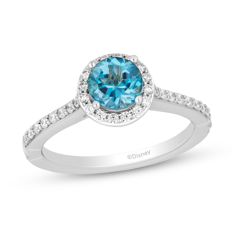 Enchanted Disney 0.29 CT. T.W. Diamond and Swiss Blue Topaz Engagement Ring in 14K Two Tone Gold - Size 7|Peoples Jewellers