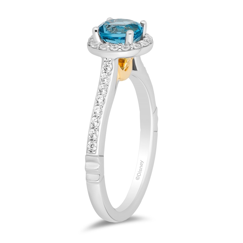 Enchanted Disney 0.29 CT. T.W. Diamond and Swiss Blue Topaz Engagement Ring in 14K Two Tone Gold - Size 7|Peoples Jewellers