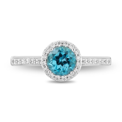 Enchanted Disney 0.29 CT. T.W. Diamond and Swiss Blue Topaz Engagement Ring in 14K Two Tone Gold - Size 7