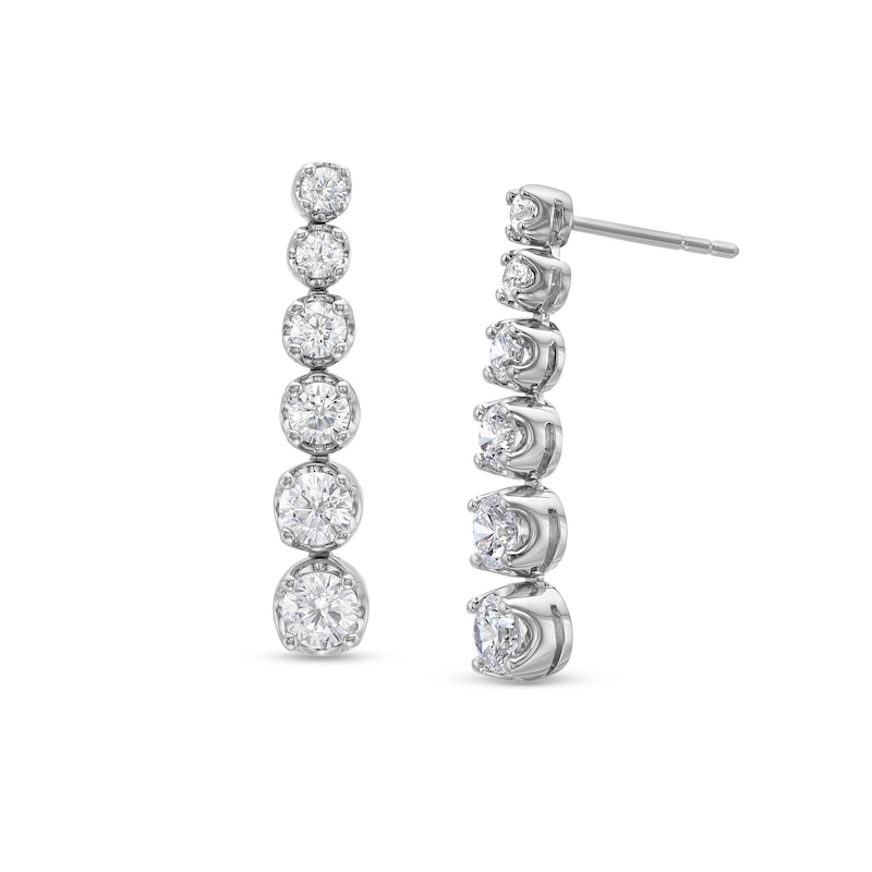 2.00 CT. T.W. Journey Certified Diamond Drop Earrings in 18K White Gold (I/SI2)|Peoples Jewellers