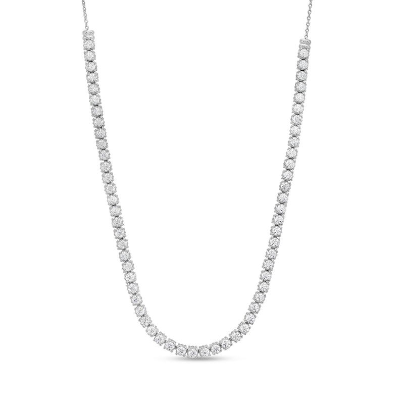 5.00 CT. T.W. Certified Diamond Tennis Necklace in 18K White Gold (I/SI2)|Peoples Jewellers
