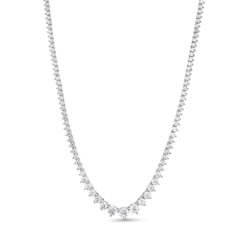 7.00 CT. T.W. Certified Diamond Tennis Necklace in 18K White Gold (I/SI2)|Peoples Jewellers
