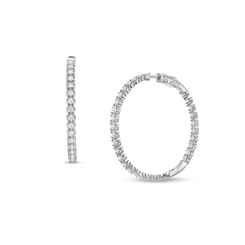 CT. T.W. Certified Diamond Inside-Out Hoop Earrings in 18K White Gold (I/SI2)|Peoples Jewellers