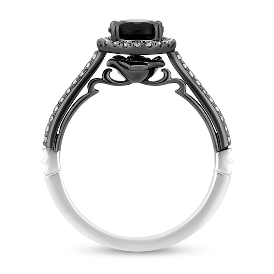 Enchanted Disney Villains Maleficent 1.15 CT. T.W. Black and White Diamond Frame Engagement Ring in 14K White Gold