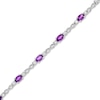 Thumbnail Image 1 of Oval Amethyst and White Lab-Created Sapphire Alternating Infinity Line Bracelet in Sterling Silver - 7.25&quot;