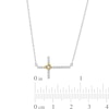 0.08 CT. T.W. Diamond Sideways Cross with Heart Necklace in Sterling Silver and 10K Gold