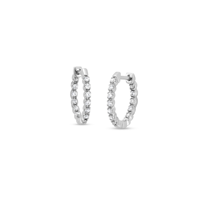 0.19 CT. T.W. Diamond Bubble Inside-Out Hoop Earrings in Sterling Silver|Peoples Jewellers