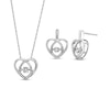 Thumbnail Image 0 of Unstoppable Love™ 0.10 CT. T.W. Diamond Heart Pendant and Drop Earrings Set in Sterling Silver
