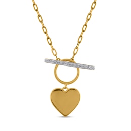 0.08 CT. T.W. Diamond Heart and Bar Necklace in 10K Gold