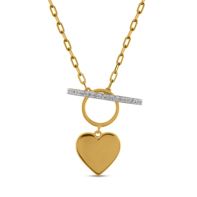 0.08 CT. T.W. Diamond Heart and Bar Necklace in 10K Gold