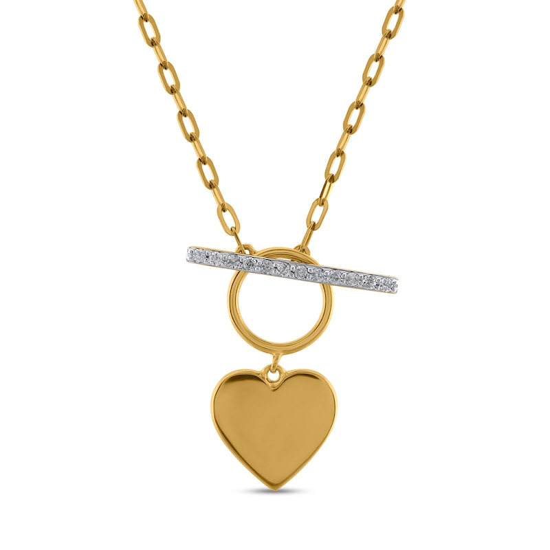 0.08 CT. T.W. Diamond Heart and Bar Necklace in 10K Gold|Peoples Jewellers