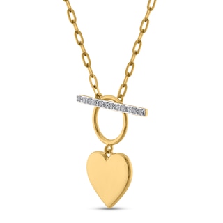 0.08 CT. T.W. Diamond Heart and Bar Necklace in 10K Gold