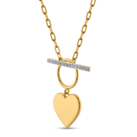 0.08 CT. T.W. Diamond Heart and Bar Necklace in 10K Gold