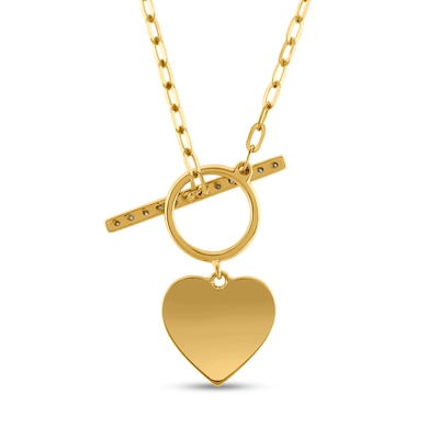 0.08 CT. T.W. Diamond Heart and Bar Necklace in 10K Gold