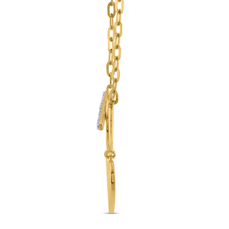 0.08 CT. T.W. Diamond Heart and Bar Necklace in 10K Gold|Peoples Jewellers