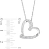 Thumbnail Image 3 of 0.25 CT. T.W. Diamond Double Row Tilted Heart Pendant in 10K White Gold