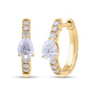 0.45 CT. T.W. Pear-Shaped Diamond Huggie Hoop Earrings in 10K Gold