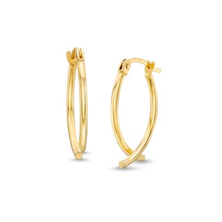 Wishbone Hoop Earrings in Hollow 10K Gold