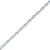 Thumbnail Image 1 of Oval Lab-Created Aquamarine and White Lab-Created Sapphire Alternating Line Bracelet in Sterling Silver - 7.25&quot;