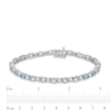 Thumbnail Image 4 of Oval Lab-Created Aquamarine and White Lab-Created Sapphire Alternating Line Bracelet in Sterling Silver - 7.25&quot;