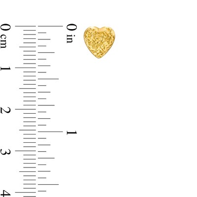 Diamond-Cut Heart Stud Earrings in Hollow 10K Gold