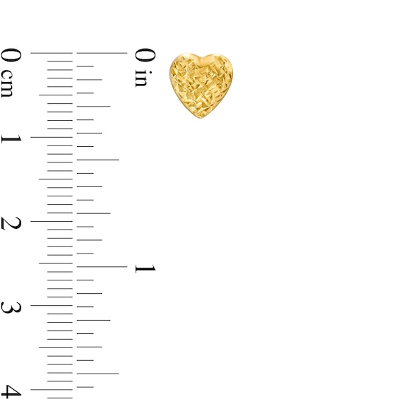 Diamond-Cut Heart Stud Earrings in Hollow 10K Gold