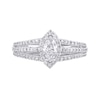 1.15 CT. T.W. Marquise Diamond Frame Split Shank Ring in 14K White Gold