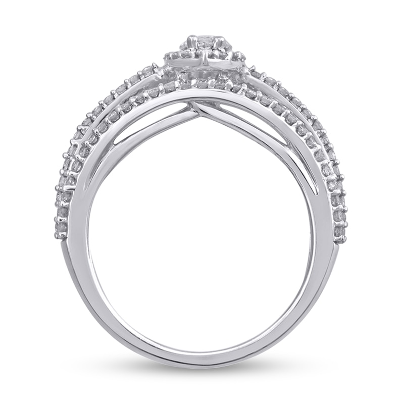 1.15 CT. T.W. Marquise Diamond Frame Split Shank Ring in 14K White Gold|Peoples Jewellers