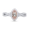 Thumbnail Image 1 of Marquise Morganite and 0.23 CT. T.W. Diamond Frame Split Shank Ring in 14K White Gold