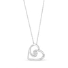 Thumbnail Image 0 of 0.12 CT. T.W. Multi-Diamond Bypass Ribbon Tilted Heart Pendant in Sterling Silver